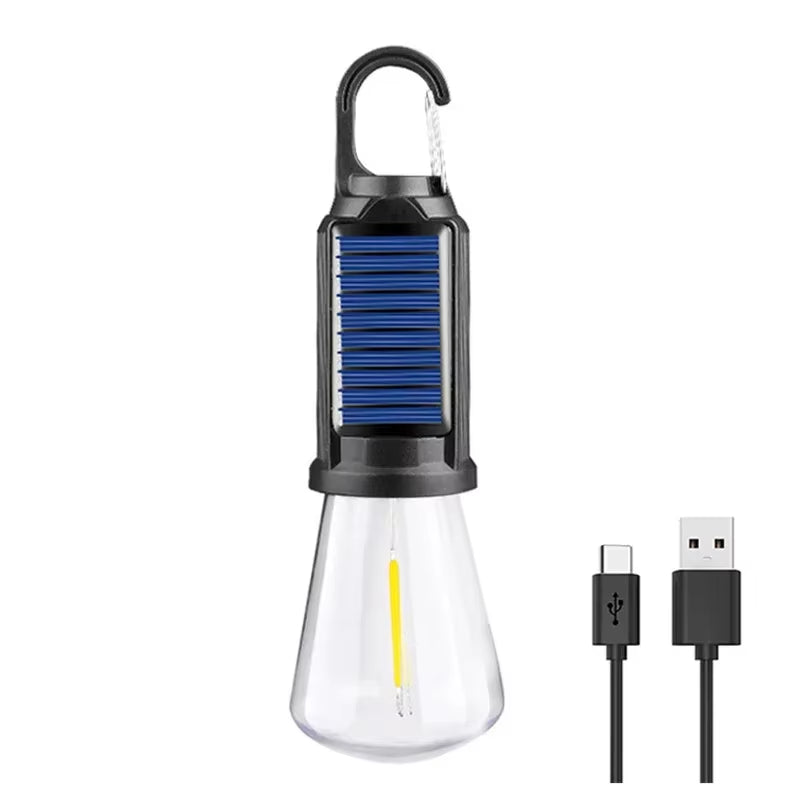 Illuminate Your Adventures: LED Solar Camping Lights - USB Rechargeable Vintage Lantern with Hooks for Outdoor Fun