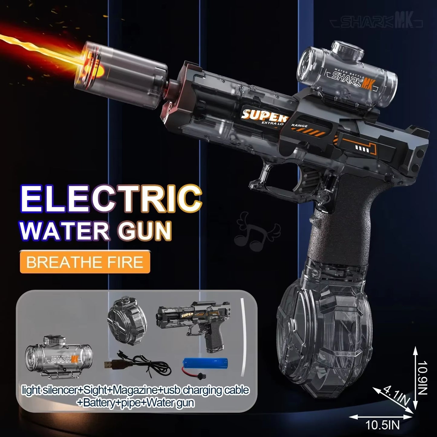 Exciting Automatic Electric Water Gun with Realistic Firing Sounds and Light Effects - Perfect for Summer Fun!