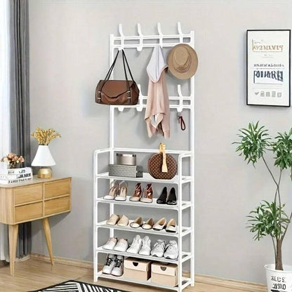 Stylish Multi-Functional Coat, Shoe, and Hat Rack - 60cm with Detachable Hooks for Effortless Home Organization