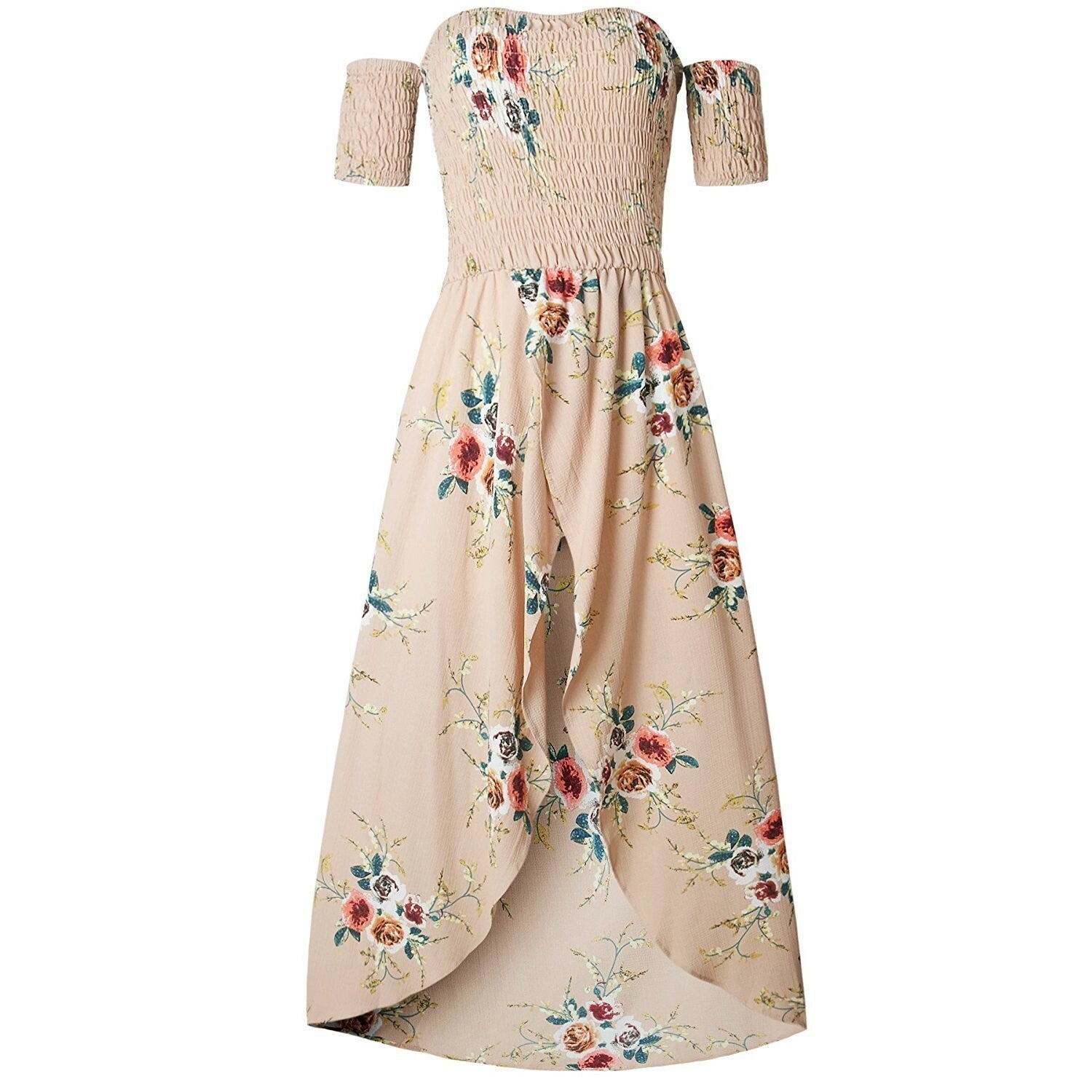 Floral Off-Shoulder Smocked Maxi Dress: Comfortable, Chic, and Vacation-Ready!