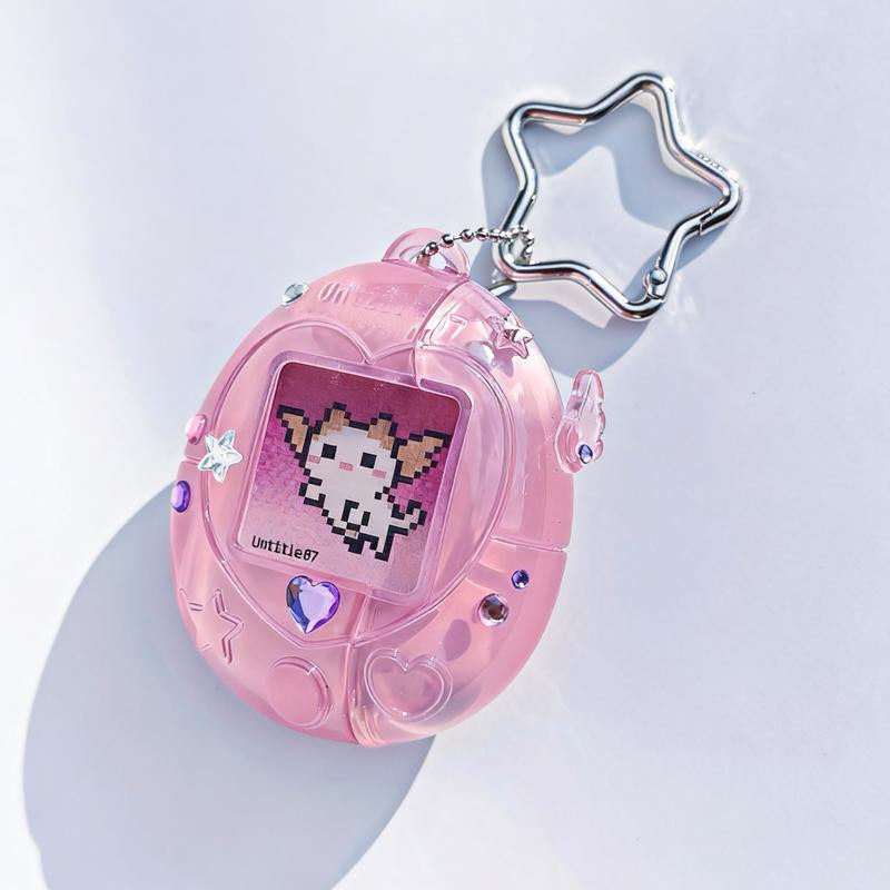 Charming Vintage Tamagotchi AirPods Case in Pink, Purple, and Silver with Star Keychain - A Fun and Durable Gift for Any Occasion!