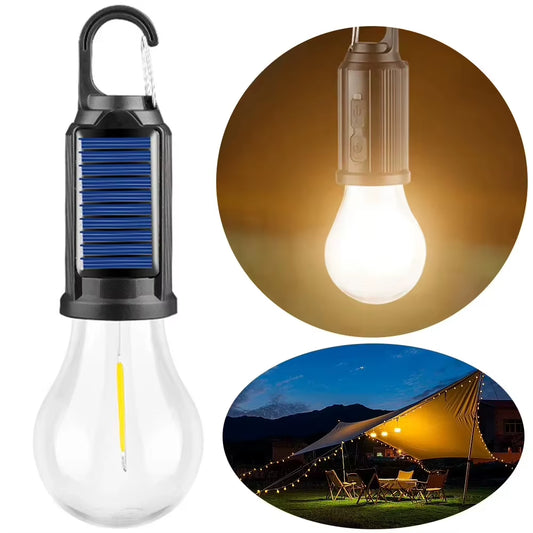 Illuminate Your Adventures: LED Solar Camping Lights - USB Rechargeable Vintage Lantern with Hooks for Outdoor Fun