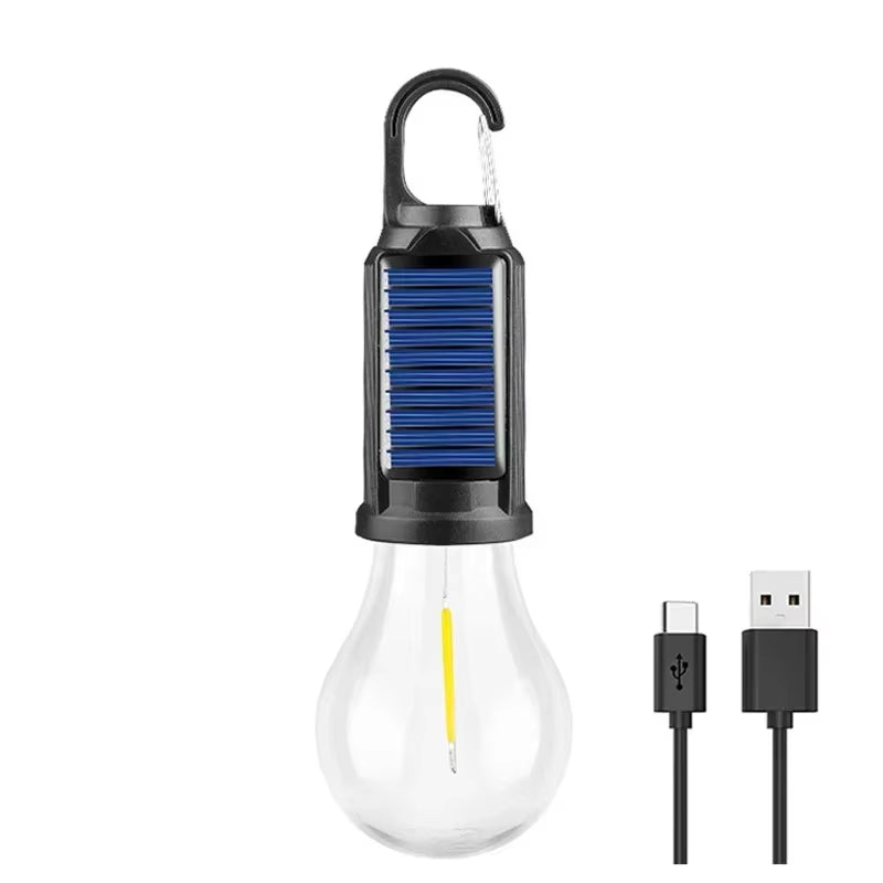 Illuminate Your Adventures: LED Solar Camping Lights - USB Rechargeable Vintage Lantern with Hooks for Outdoor Fun