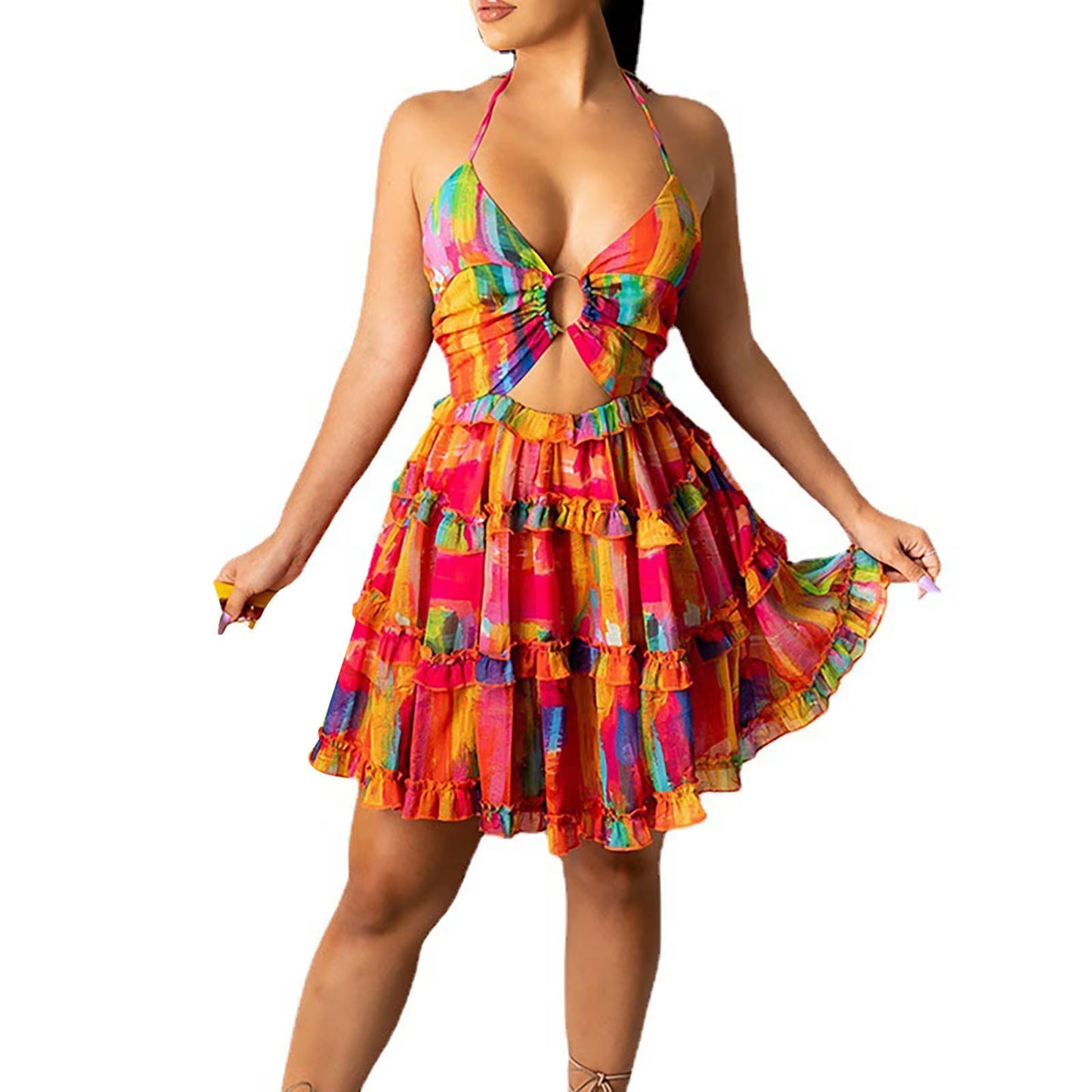 Chic and Comfortable Women's Summer Dress - Elegant Sleeveless A-Line Knee-Length Mini Dress for Effortless Style