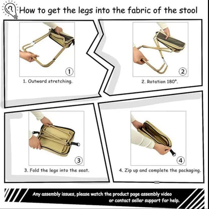 Portable Folding Stool with Carry Bag Lightweight Foldable Stool Outdoor Chair with Pocket Travel BBQ Fishing Beach Picnic Camping Furniture Aluminum Alloy Frame High Weight Capacity