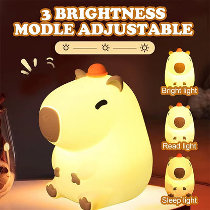 Charming Capybara Silicone Night Light - Rechargeable Touch Lamp for Kids' Peaceful Sleep