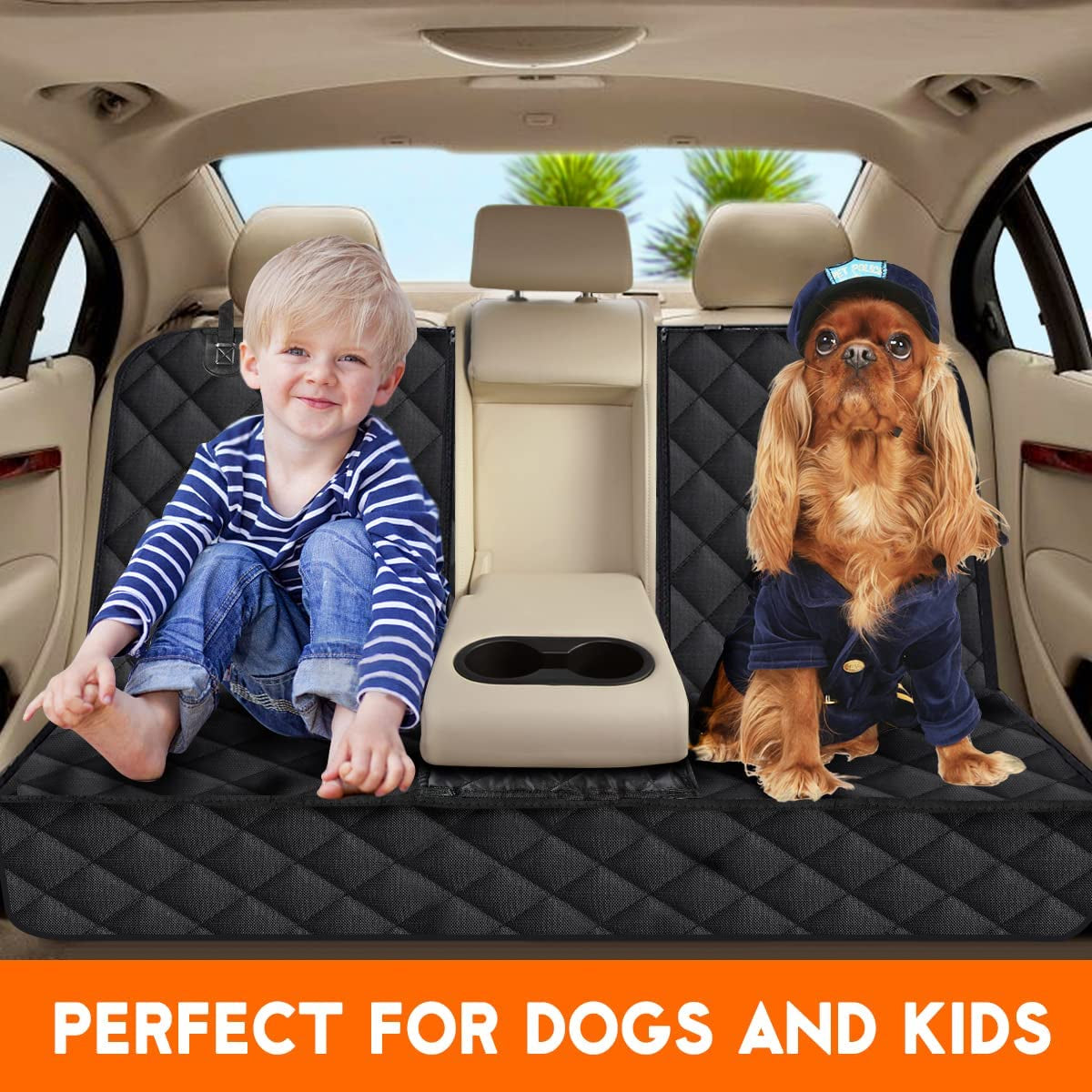 Ultimate Dog Car Seat Cover - Waterproof, Non-Slip Back Seat Protector for Dogs & Kids - Universal Fit for Cars, Trucks, SUVs - Black