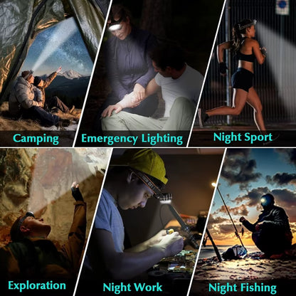 Illuminate Your Adventures with the High Lumen LED USB Rechargeable Headlamp - Waterproof, Adjustable, and Versatile for All Your Outdoor Needs!