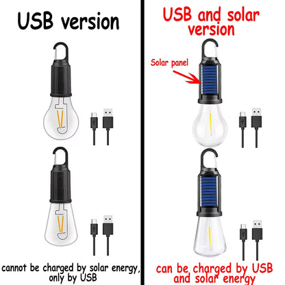 Illuminate Your Adventures: LED Solar Camping Lights - USB Rechargeable Vintage Lantern with Hooks for Outdoor Fun