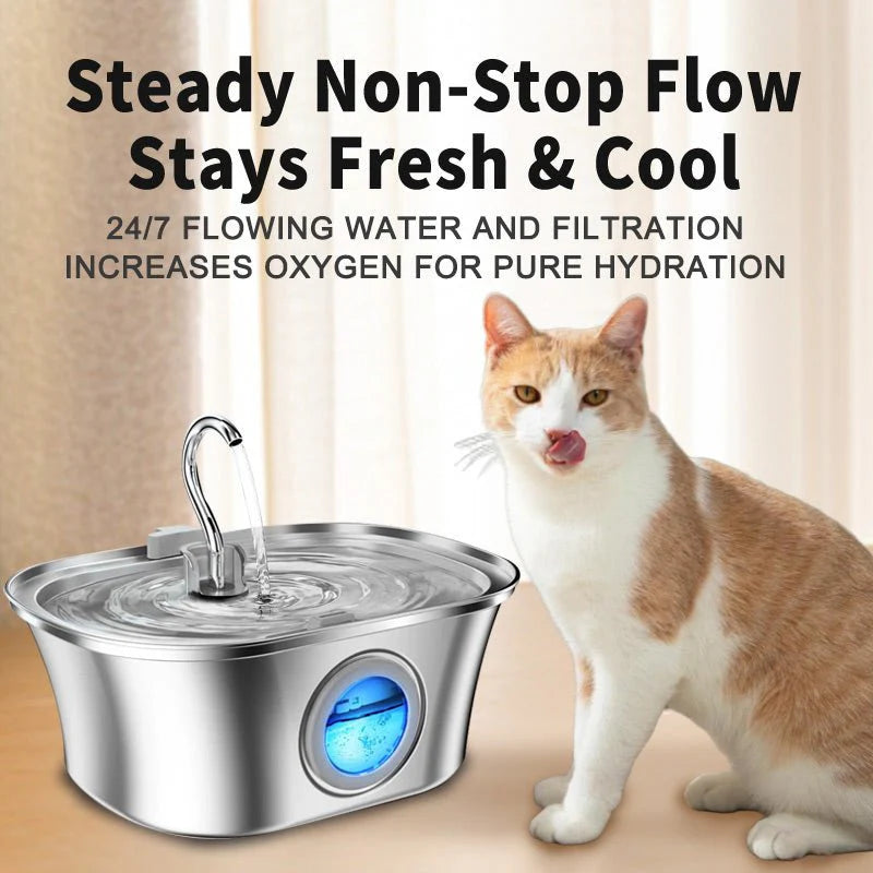 Elevate Your Pet's Hydration with the HEYBO 3.2L Automatic Stainless Steel Cat Water Fountain - Perfect for Cats and Small Dogs!