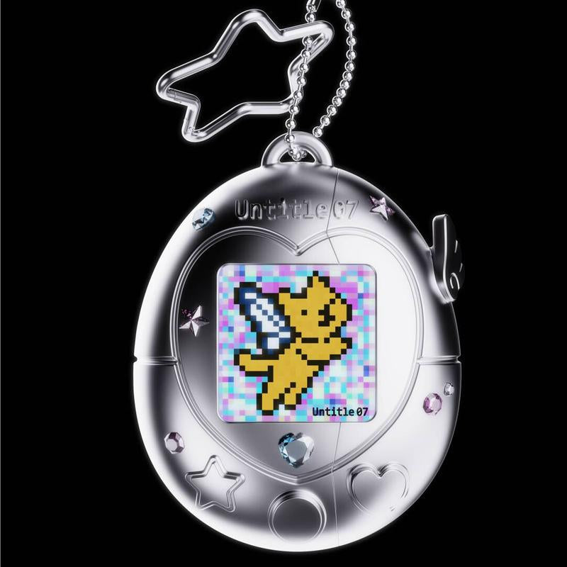 Charming Vintage Tamagotchi AirPods Case in Pink, Purple, and Silver with Star Keychain - A Fun and Durable Gift for Any Occasion!