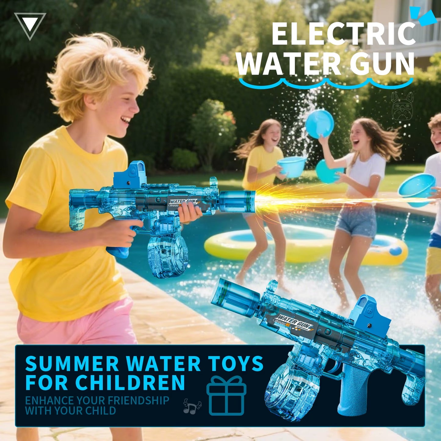 Exciting Automatic Electric Water Gun with Realistic Firing Sounds and Light Effects - Perfect for Summer Fun!