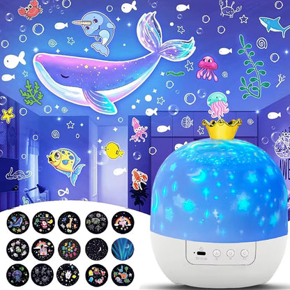 Enchanting Crown Star Light Projector - Magical Rotating Ceiling Night Lamp for Kids' Bedrooms - Perfect Birthday Gift with Themed Film Sheets