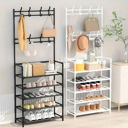 Stylish Multi-Functional Coat, Shoe, and Hat Rack - 60cm with Detachable Hooks for Effortless Home Organization