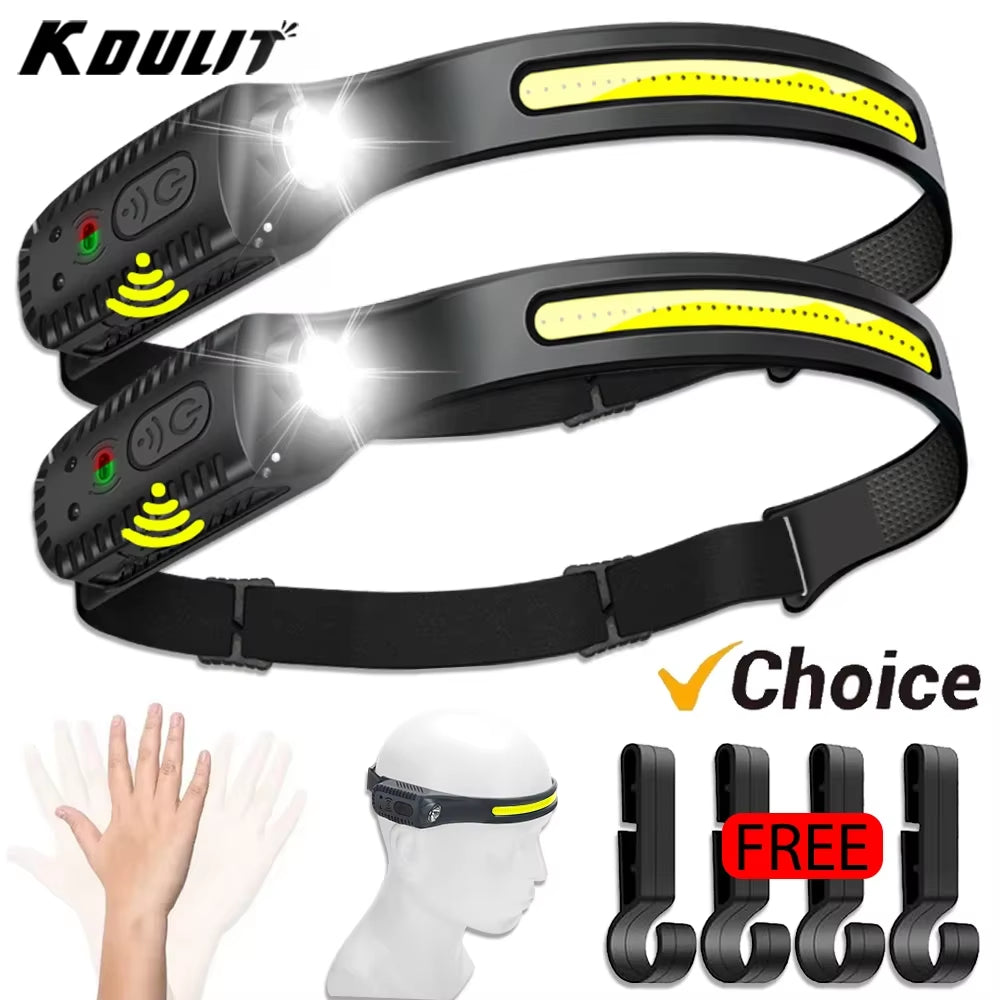Powerful USB Rechargeable LED Sensor Headlamp - Perfect for Camping, Fishing, and Outdoor Adventures