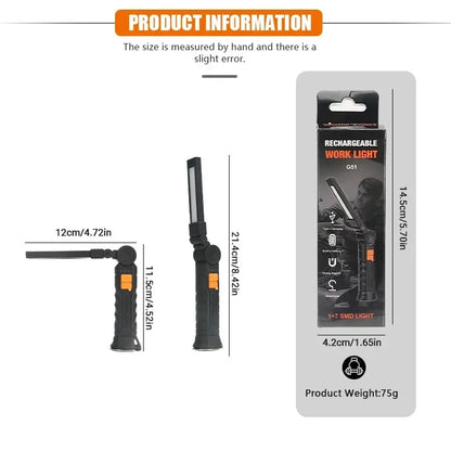 Illuminate Your Adventures with the 1-3PCS Rechargeable COB Work Light - Magnetic Base & 360° Rotation for Ultimate Convenience!