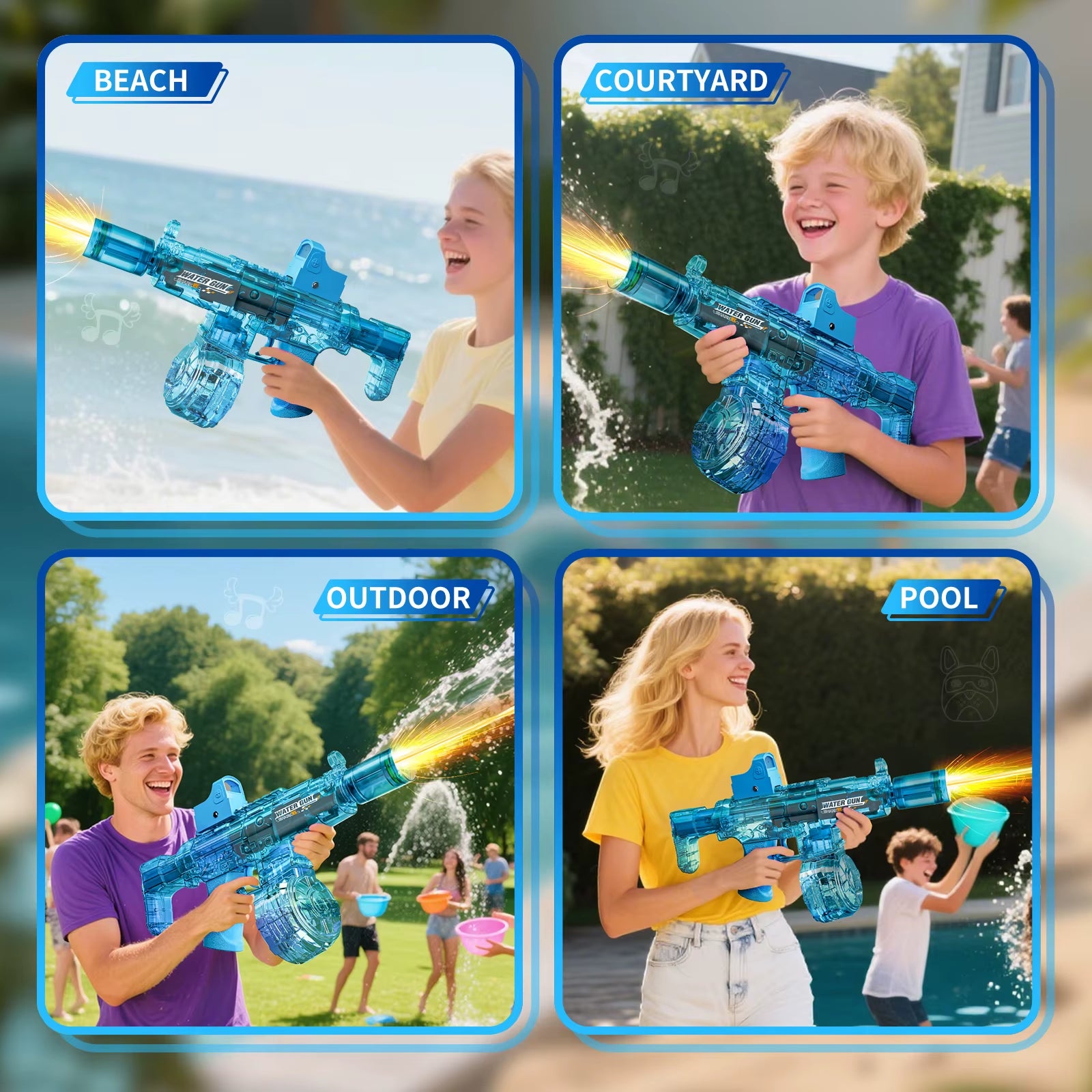 Exciting Automatic Electric Water Gun with Realistic Firing Sounds and Light Effects - Perfect for Summer Fun!