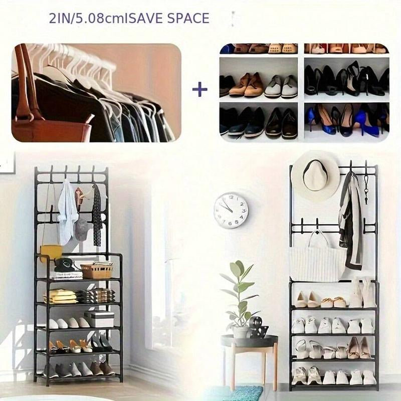 Stylish Multi-Functional Coat, Shoe, and Hat Rack - 60cm with Detachable Hooks for Effortless Home Organization