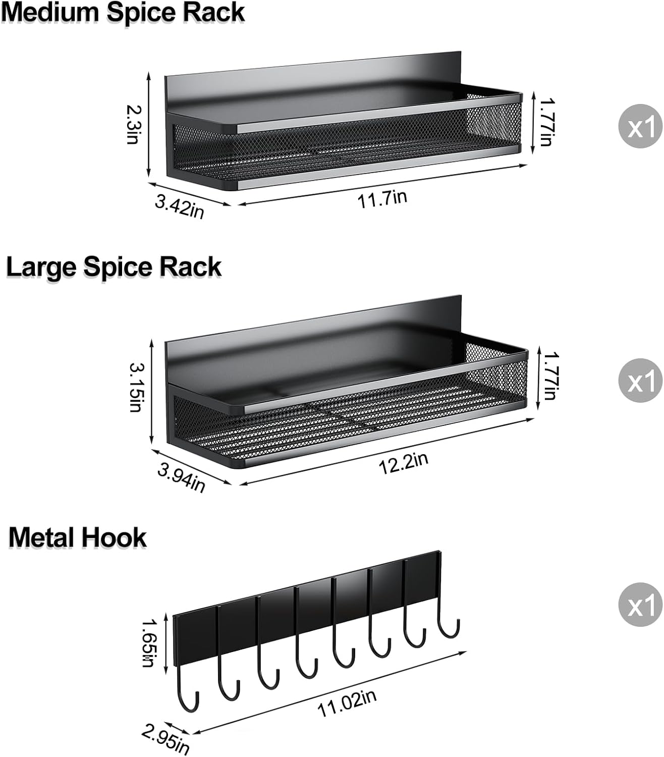 Transform Your Kitchen with Our Versatile Magnetic Spice Rack - 3 Pack Organizer with Hooks for Ultimate Convenience
