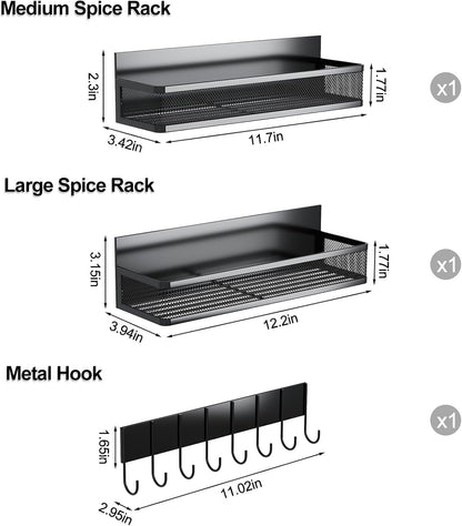 Transform Your Kitchen with Our Versatile Magnetic Spice Rack - 3 Pack Organizer with Hooks for Ultimate Convenience