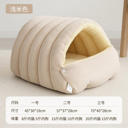 Cozy Cat House for Winter - Removable & Washable Fleece-Lined Nest for Ultimate Warmth
