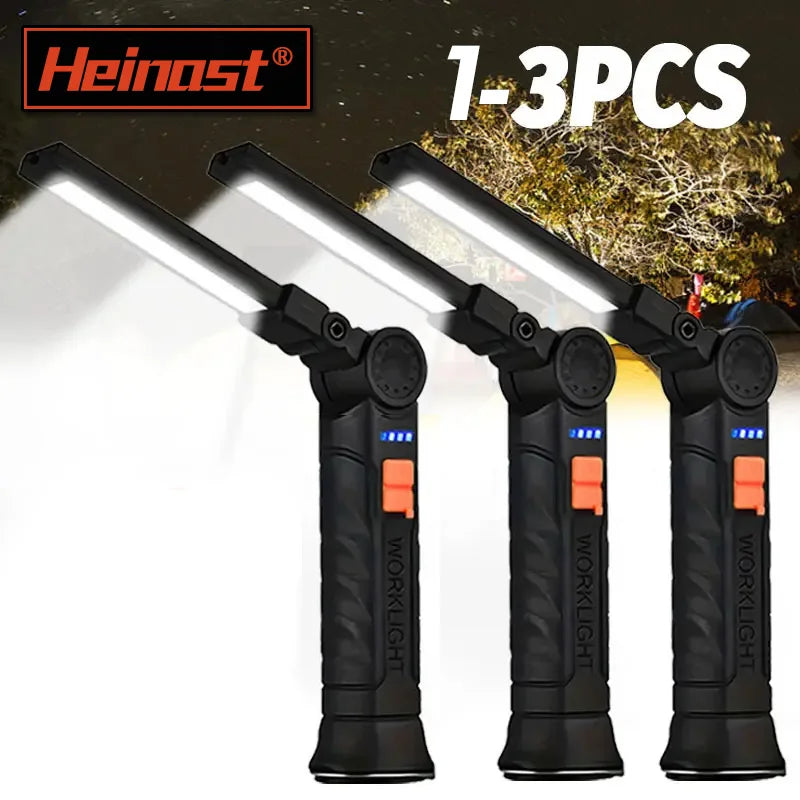 Illuminate Your Adventures with the 1-3PCS Rechargeable COB Work Light - Magnetic Base & 360° Rotation for Ultimate Convenience!