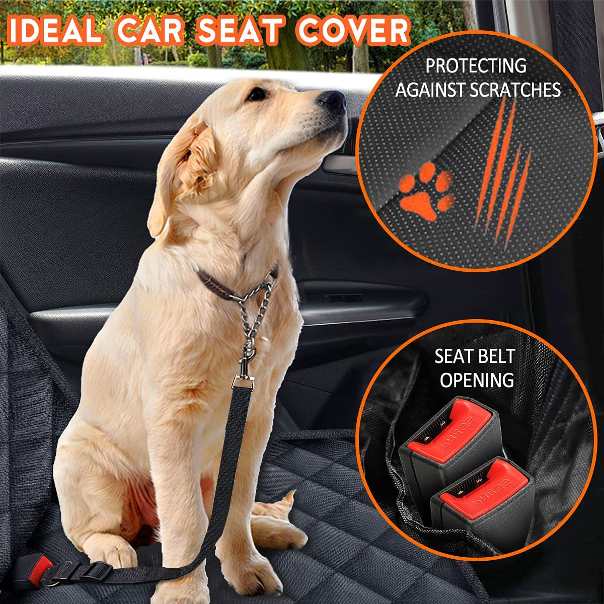 Ultimate Dog Car Seat Cover - Waterproof, Non-Slip Back Seat Protector for Dogs & Kids - Universal Fit for Cars, Trucks, SUVs - Black