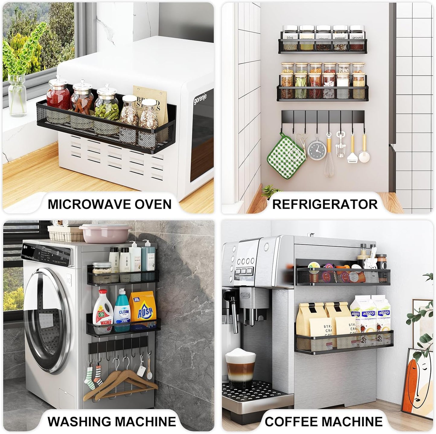 Transform Your Kitchen with Our Versatile Magnetic Spice Rack - 3 Pack Organizer with Hooks for Ultimate Convenience