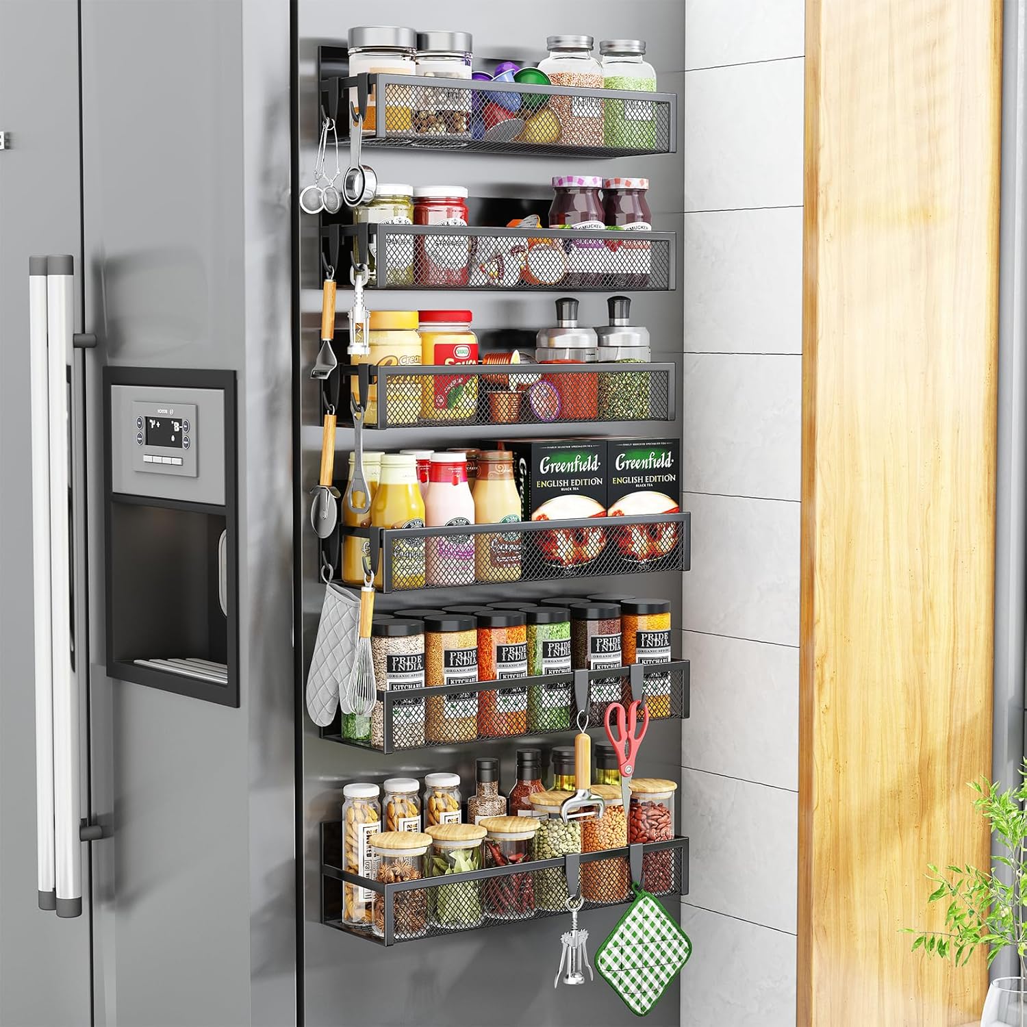 Transform Your Kitchen with Our Versatile Magnetic Spice Rack - 3 Pack Organizer with Hooks for Ultimate Convenience