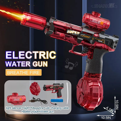 Exciting Automatic Electric Water Gun with Realistic Firing Sounds and Light Effects - Perfect for Summer Fun!