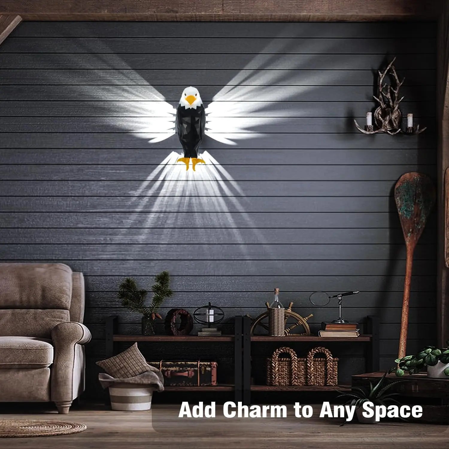 Illuminate Your Space with the Bald Eagle Wall Light - Stylish, Battery Operated Wall Mounted Eagle Lamp for Bedroom, Living Room, and Hallway