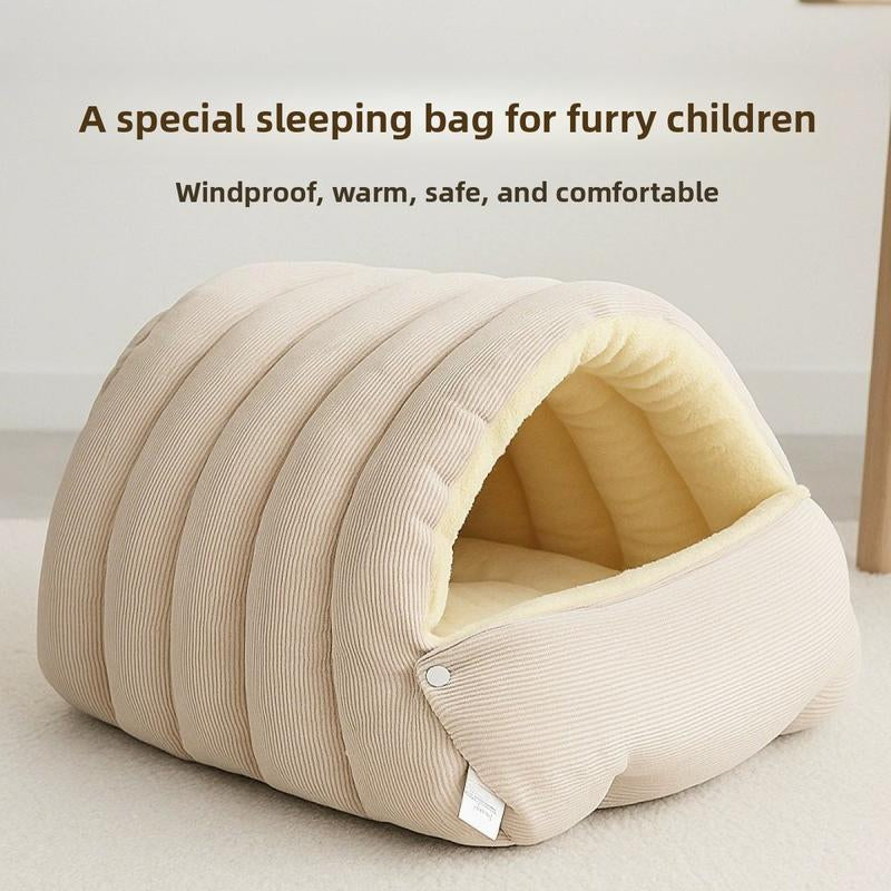 Cozy Cat House for Winter - Removable & Washable Fleece-Lined Nest for Ultimate Warmth