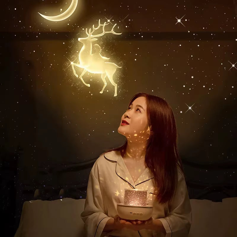 Enchanting Crown Star Light Projector - Magical Rotating Ceiling Night Lamp for Kids' Bedrooms - Perfect Birthday Gift with Themed Film Sheets