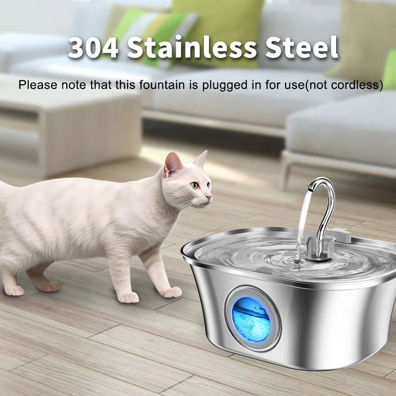Elevate Your Pet's Hydration with the HEYBO 3.2L Automatic Stainless Steel Cat Water Fountain - Perfect for Cats and Small Dogs!