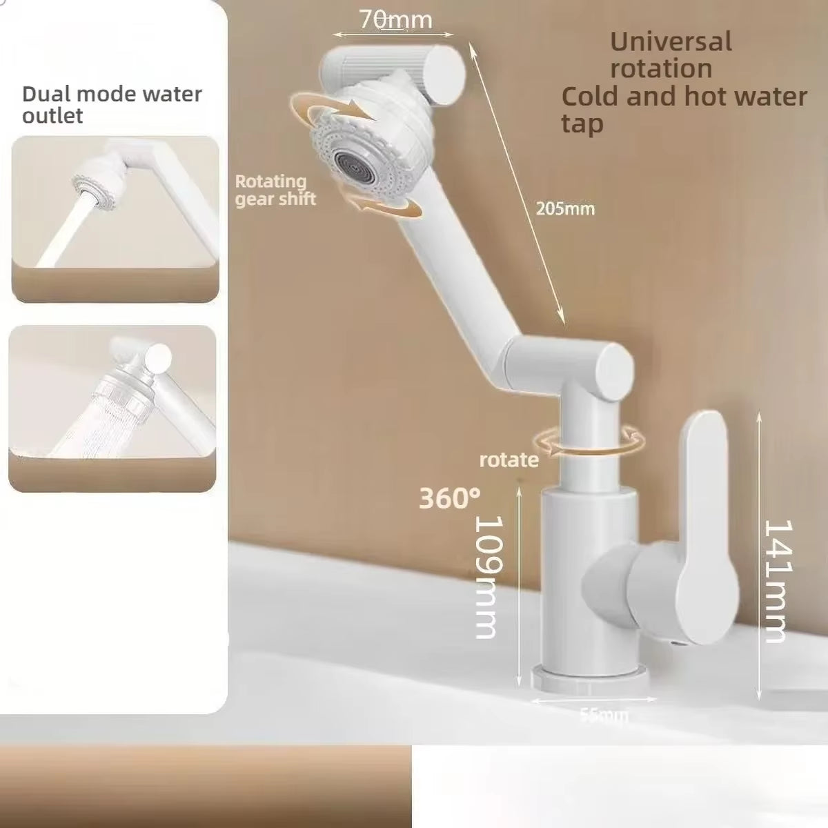 Revolutionary 1080° Swivel Kitchen and Bathroom Faucet - Multifunctional Cold and Hot Water Tap for Effortless Cleaning and Stylish Design