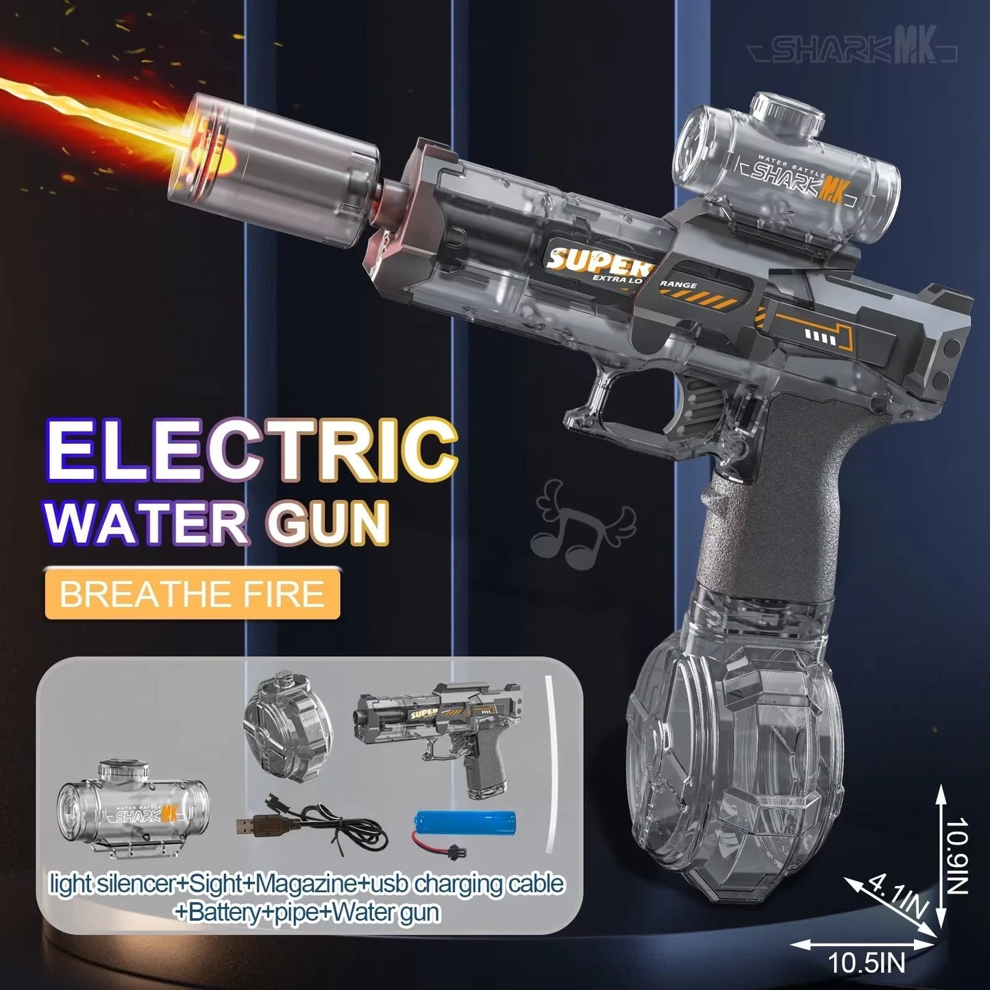 Exciting Automatic Electric Water Gun with Realistic Firing Sounds and Light Effects - Perfect for Summer Fun!