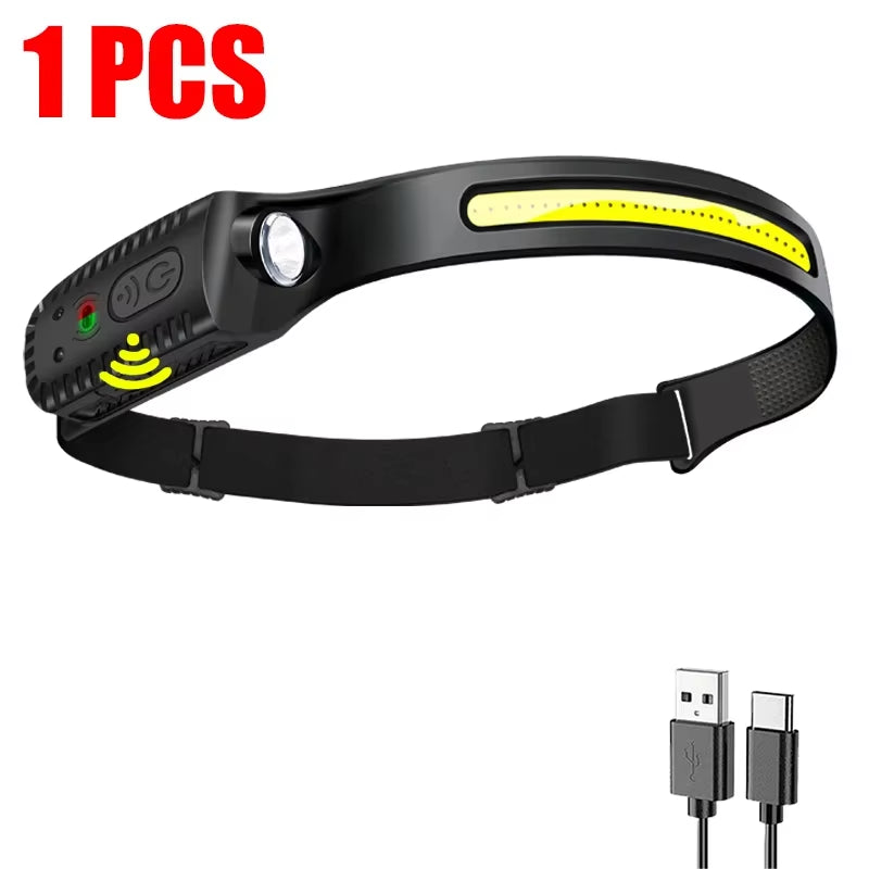 Powerful USB Rechargeable LED Sensor Headlamp - Perfect for Camping, Fishing, and Outdoor Adventures