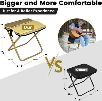 Portable Folding Stool with Carry Bag Lightweight Foldable Stool Outdoor Chair with Pocket Travel BBQ Fishing Beach Picnic Camping Furniture Aluminum Alloy Frame High Weight Capacity