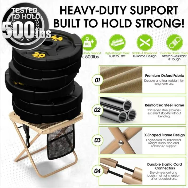 Portable Folding Stool with Carry Bag Lightweight Foldable Stool Outdoor Chair with Pocket Travel BBQ Fishing Beach Picnic Camping Furniture Aluminum Alloy Frame High Weight Capacity
