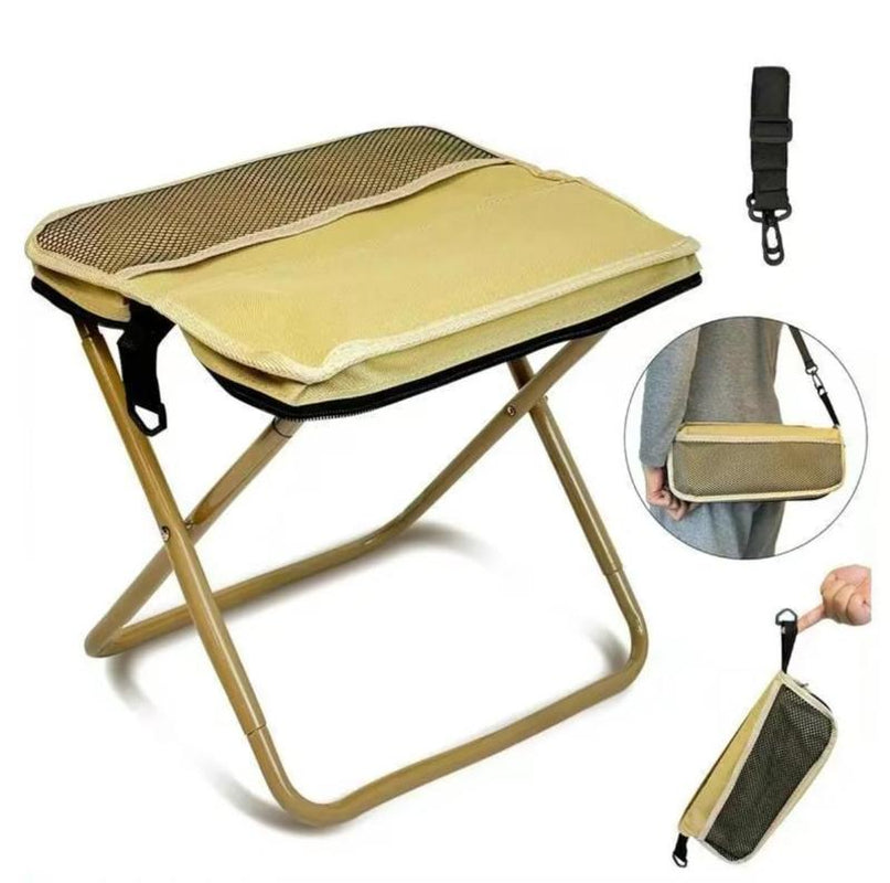 Portable Folding Stool with Carry Bag Lightweight Foldable Stool Outdoor Chair with Pocket Travel BBQ Fishing Beach Picnic Camping Furniture Aluminum Alloy Frame High Weight Capacity