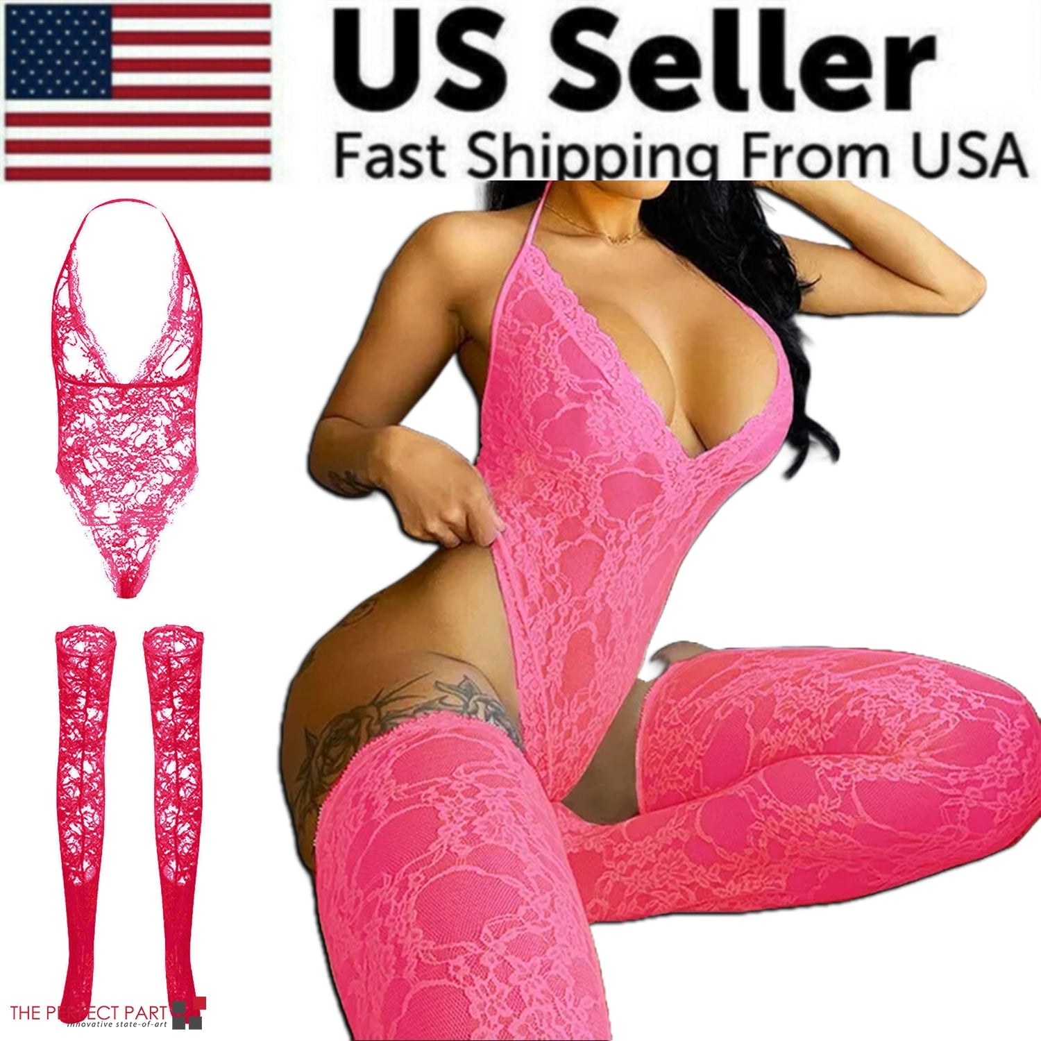 Indulge in Elegance: Women’s Lace Sexy Babydoll Lingerie Nightwear Bodysuit Dress in Plus Size