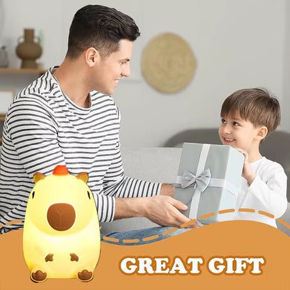 Charming Capybara Silicone Night Light - Rechargeable Touch Lamp for Kids' Peaceful Sleep