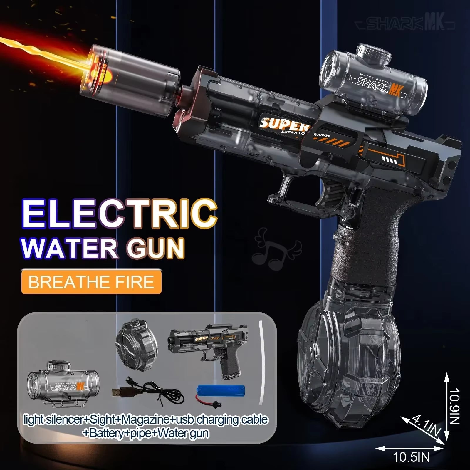 Exciting Automatic Electric Water Gun with Realistic Firing Sounds and Light Effects - Perfect for Summer Fun!