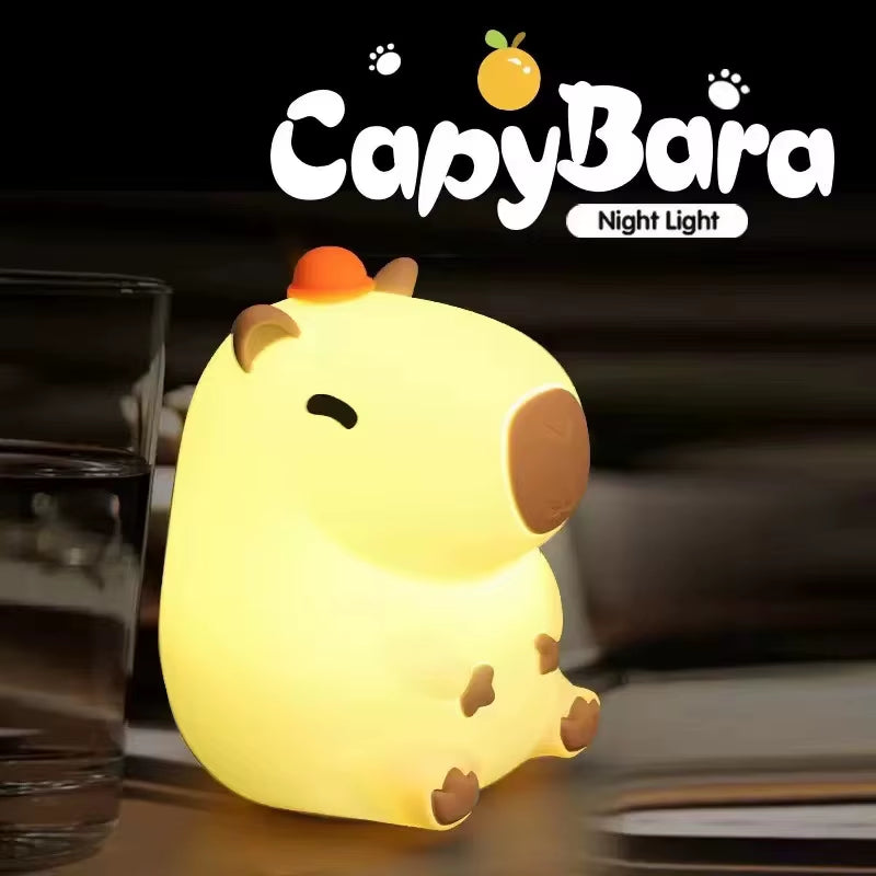 Charming Capybara Silicone Night Light - Rechargeable Touch Lamp for Kids' Peaceful Sleep