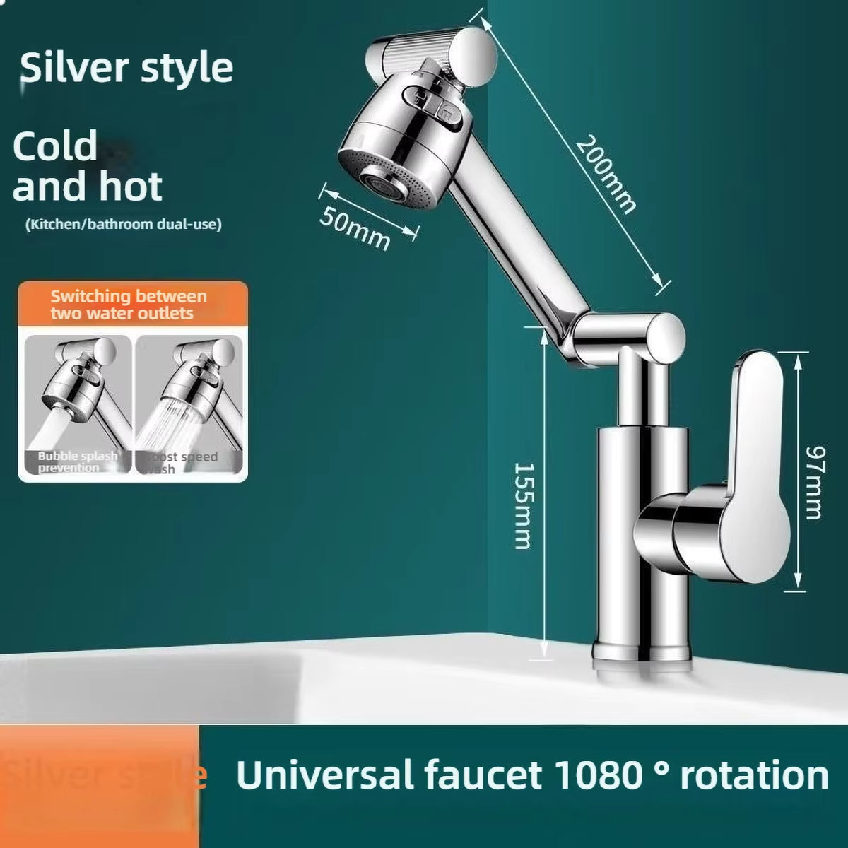 Revolutionary 1080° Swivel Kitchen and Bathroom Faucet - Multifunctional Cold and Hot Water Tap for Effortless Cleaning and Stylish Design