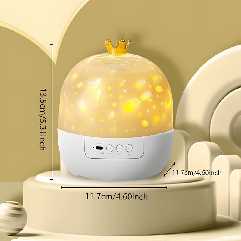 Enchanting Crown Star Light Projector - Magical Rotating Ceiling Night Lamp for Kids' Bedrooms - Perfect Birthday Gift with Themed Film Sheets