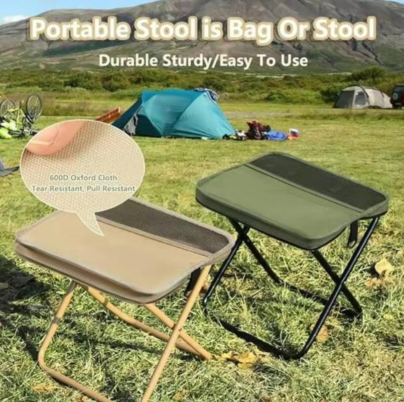 Portable Folding Stool with Carry Bag Lightweight Foldable Stool Outdoor Chair with Pocket Travel BBQ Fishing Beach Picnic Camping Furniture Aluminum Alloy Frame High Weight Capacity